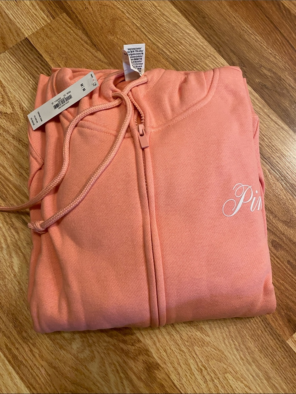 PINK Victoria's Secret Bubblegum Pink Full-Zip Varsity Hoodie